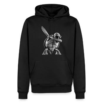 Drôle Dabbing Tortue de mer Amoureux des animaux - Sweat à capuche Premium bio Homme - noir - Devant - Nico (187cm)