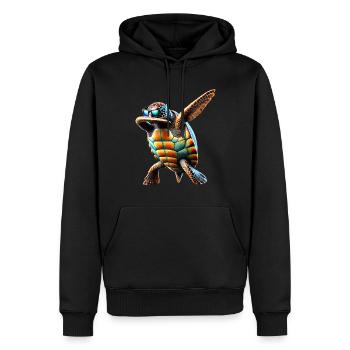 Drôle Dabbing Tortue de mer Amoureux des animaux - Sweat à capuche Premium bio Homme - noir - Devant - Nico (187cm)