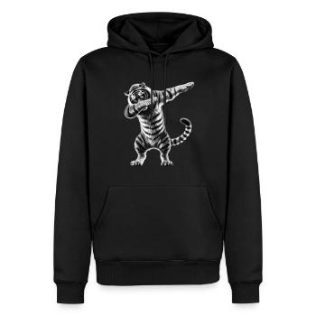 drôle dabbing tigre faune amoureux des animaux - Sweat à capuche Premium bio Homme - noir - Devant - Nico (187cm)