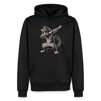 Funny Dabbing Leopard Animal Lover Animal Safari - Men’s Premium Organic Hoodie - black - Front - Nico (187cm)