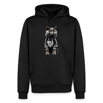 Drôle Britannique Shorthair Chill Out Chat Chill Out - Sweat à capuche Premium bio Homme - noir - Devant - Nico (187cm)