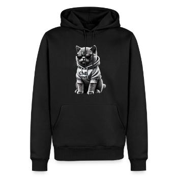 Drôle Britannique Shorthair Chill Out Chat Chill Out - Sweat à capuche Premium bio Homme - noir - Devant - Nico (187cm)