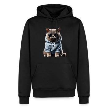 Drôle Britannique Shorthair Chill Out Chat Chill Out - Sweat à capuche Premium bio Homme - noir - Devant - Nico (187cm)