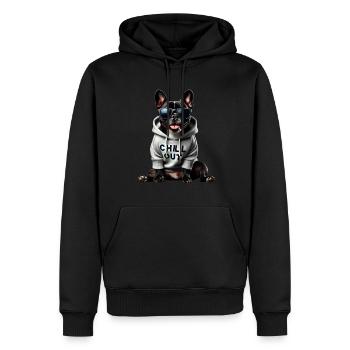 Drôle de bouledogue français Chill Out Chill Out - Sweat à capuche Premium bio Homme - noir - Devant - Nico (187cm)