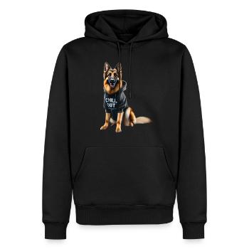 Drôle de berger allemand Chill Out Chill - Sweat à capuche Premium bio Homme - noir - Devant - Nico (187cm)