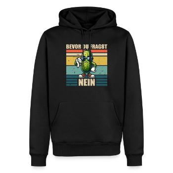 Avant de demander au concombre No Sour - Sweat à capuche Premium bio Homme - noir - Devant - Nico (187cm)