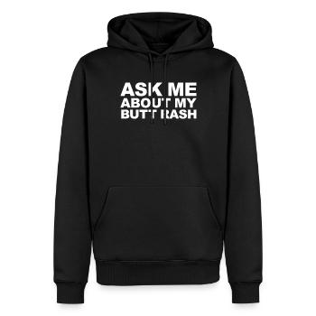 Fragen Sie mich nach meinem Po-Ausschlag, lustig,A - Männer Premium Bio Hoodie - Schwarz - Vorne - Nico (187cm)