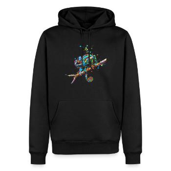 Chamäleon Motiv Tier Tierliebhaber Reptilien Echse - Männer Premium Bio Hoodie - Schwarz - Vorne - Nico (187cm)