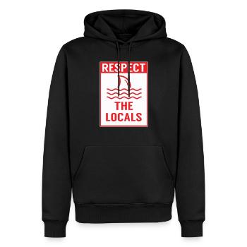 Respektieren Sie die Einheimischen Haie Warnschild - Männer Premium Bio Hoodie - Schwarz - Vorne - Nico (187cm)