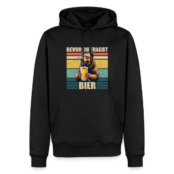Bière Boire Bière Buveur Bière Ours - Sweat à capuche Premium bio Homme - noir - Devant - Nico (187cm)