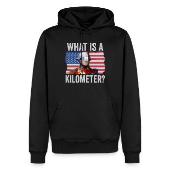 George Washington 4. Juli Was ist ein Kilometer? - Männer Premium Bio Hoodie - Schwarz - Vorne - Nico (187cm)