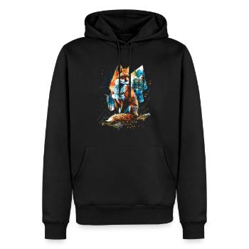 Lustiges Fuchs Fox Kunst Tier Natur Wildtier Tiere - Männer Premium Bio Hoodie - Schwarz - Vorne - Nico (187cm)