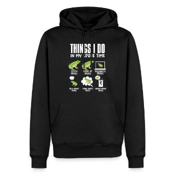 Dinge, die ich in meiner Freizeit mache Frösche He - Männer Premium Bio Hoodie - Schwarz - Vorne - Nico (187cm)
