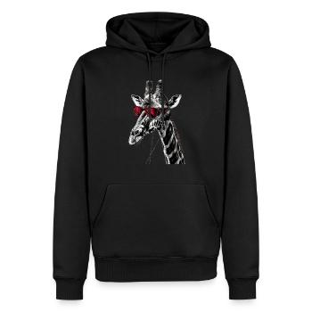 Girafe motif animal animal amoureux des écouteurs Art - Sweat à capuche Premium bio Homme - noir - Devant - Nico (187cm)