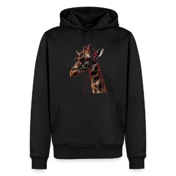 Girafe motif animal animal amoureux des écouteurs Art - Sweat à capuche Premium bio Homme - noir - Devant - Nico (187cm)