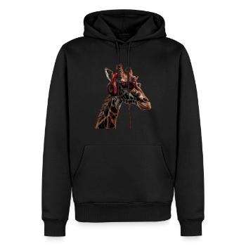 Girafe motif animal animal amoureux des écouteurs Art - Sweat à capuche Premium bio Homme - noir - Devant - Nico (187cm)