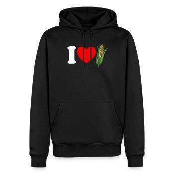 Ich liebe Mais. Rotes Herz. Lustiger Maisliebhaber - Männer Premium Bio Hoodie - Schwarz - Vorne - Nico (187cm)