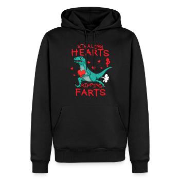Herzen stehlen und Fürze reißen, Jungen zum Valent - Männer Premium Bio Hoodie - Schwarz - Vorne - Nico (187cm)