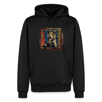 Motif Chien Manga Ramen Nouille Chien Anime Art - Sweat à capuche Premium bio Homme - noir - Devant - Nico (187cm)