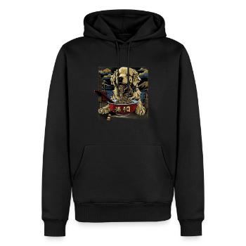 Motif Chien Manga Ramen Nouille Chien Anime Art - Sweat à capuche Premium bio Homme - noir - Devant - Nico (187cm)