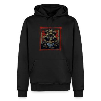 Motif Chien Manga Ramen Nouille Chien Anime Art - Sweat à capuche Premium bio Homme - noir - Devant - Nico (187cm)