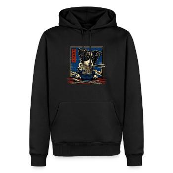 Motif Chien Manga Ramen Nouille Chien Anime Art - Sweat à capuche Premium bio Homme - noir - Devant - Nico (187cm)