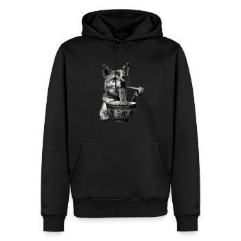 Motif Chien Manga Ramen Nouille Chien Anime Art - Sweat à capuche Premium bio Homme - noir - Devant - Nico (187cm)