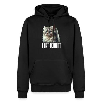 Je mange des mèmes de chat de ciment drôle, je mange du ciment - Sweat à capuche Premium bio Homme - noir - Devant - Nico (187cm)