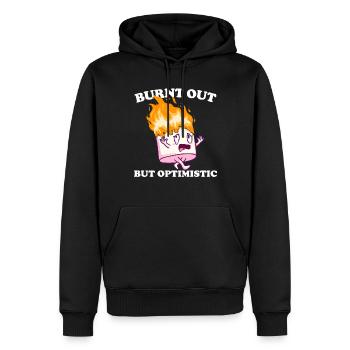 Ausgebrannt, aber optimistisch beim Marshmallow-Ca - Männer Premium Bio Hoodie - Schwarz - Vorne - Nico (187cm)