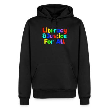 Alphabetisierung und Gerechtigkeit für alle Bücher - Männer Premium Bio Hoodie - Schwarz - Vorne - Nico (187cm)