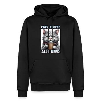 Lustiges Katze Kunst Katzenbesitzer Katzen Kaffee - Männer Premium Bio Hoodie - Schwarz - Vorne - Nico (187cm)