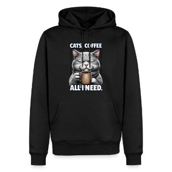 Lustiges Katze Kunst Katzenbesitzer Katzen Kaffee - Männer Premium Bio Hoodie - Schwarz - Vorne - Nico (187cm)