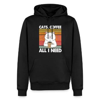 Lustiges Katze Kunst Katzenbesitzer Katzen Kaffee - Männer Premium Bio Hoodie - Schwarz - Vorne - Nico (187cm)