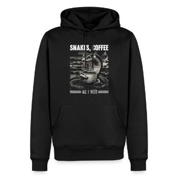 Lustiges Schlangen Kunst Schlange Kaffee Reptilien - Männer Premium Bio Hoodie - Schwarz - Vorne - Nico (187cm)