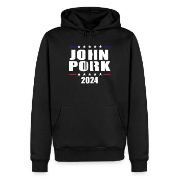 John Pork 2024 John Pork - Männer Premium Bio Hoodie - Schwarz - Vorne - Nico (187cm)