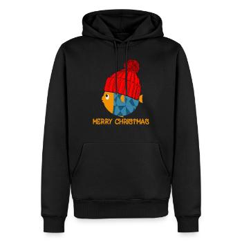 Little fish vous souhaite un joyeux Noël - Sweat à capuche Premium bio Homme - noir - Devant - Nico (187cm)