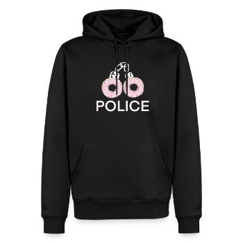 Polizei - Donut Handschellen - Männer Premium Bio Hoodie - Schwarz - Vorne - Nico (187cm)