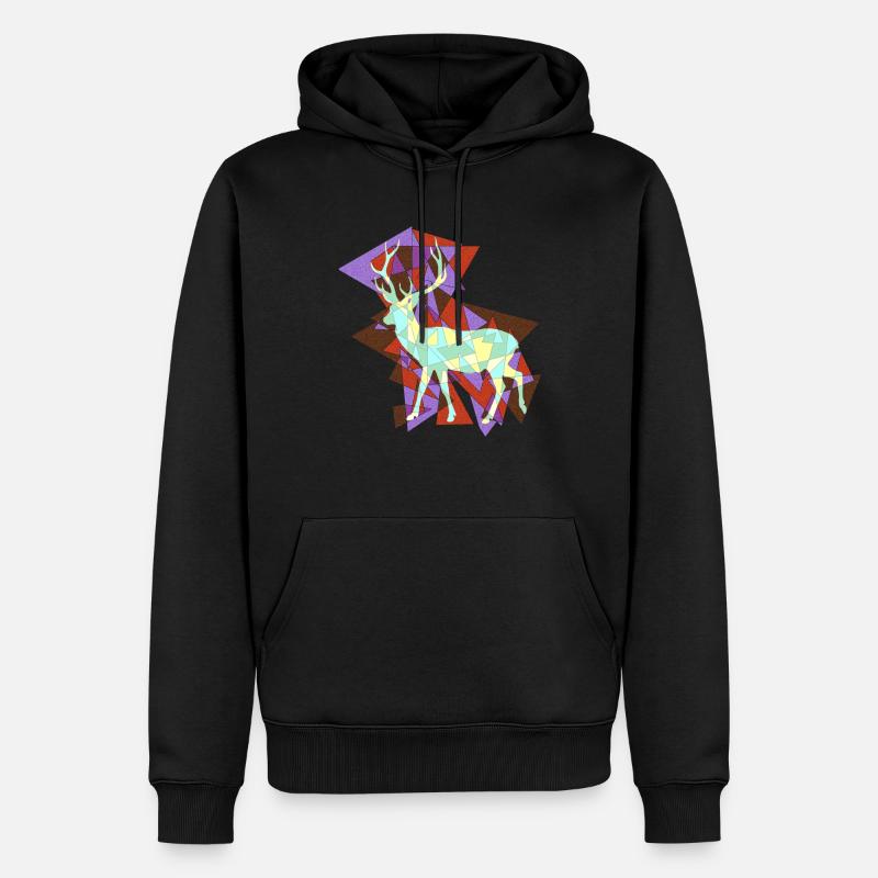 Hirsch - Abstrakt - Männer Premium Bio Hoodie - Schwarz