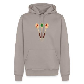 Dartpfeile - Weihnachten - Männer Premium Bio Hoodie - Taupe - Vorne - Nico (187cm)