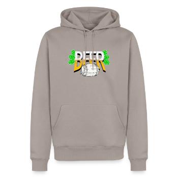 Bier - Männer Premium Bio Hoodie - Taupe - Vorne - Nico (187cm)