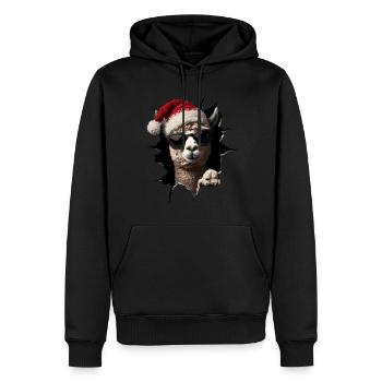 Alpaga éleveur Lama Noël Alpaga - Sweat à capuche Premium bio Homme - noir - Devant - Nico (187cm)