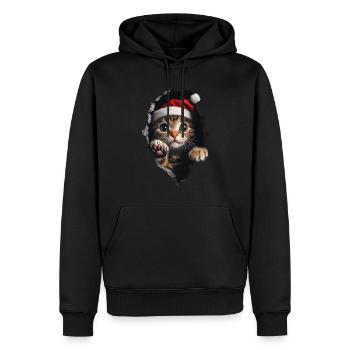 Chat Propriétaire Chats Noël Noël Chat - Sweat à capuche Premium bio Homme - noir - Devant - Nico (187cm)