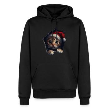 Chat Propriétaire Chats Noël Noël Chat - Sweat à capuche Premium bio Homme - noir - Devant - Nico (187cm)