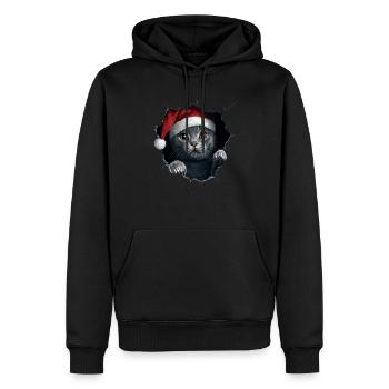 Chat Propriétaire Chats Noël Noël Chat - Sweat à capuche Premium bio Homme - noir - Devant - Nico (187cm)