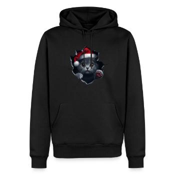 Chat Propriétaire Chats Noël Noël Chat - Sweat à capuche Premium bio Homme - noir - Devant - Nico (187cm)
