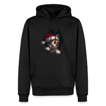 Chat Propriétaire Chats Noël Noël Chat - Sweat à capuche Premium bio Homme - noir - Devant - Nico (187cm)