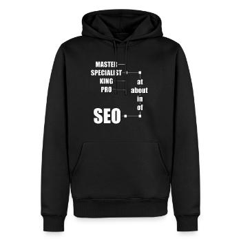 SEO - Marketing - Männer Premium Bio Hoodie - Schwarz - Vorne - Nico (187cm)