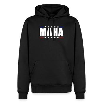 Machen Sie Amerika wieder gesund, MAHA - Männer Premium Bio Hoodie - Schwarz - Vorne - Nico (187cm)