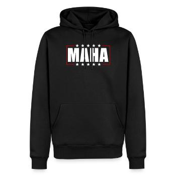 Machen Sie Amerika wieder gesund, MAHA - Männer Premium Bio Hoodie - Schwarz - Vorne - Nico (187cm)