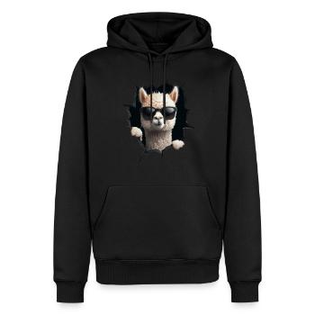 Drôle d’alpaga Alpaga amoureux Animaux mignons du zoo - Sweat à capuche Premium bio Homme - noir - Devant - Nico (187cm)